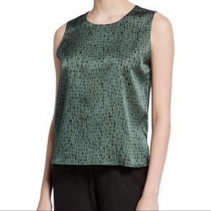 Eileen Fisher nori silk green black sleeveless top